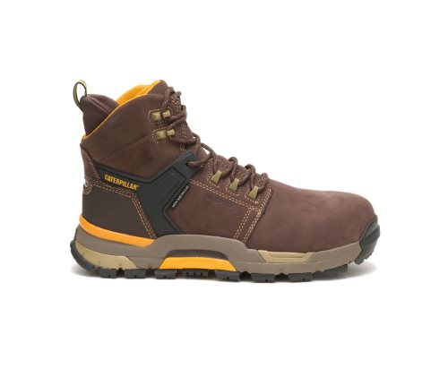 Men's Caterpillar CAT CAT EDGE Waterproof Nano Toe Work Boots Coffee | CAT-695JK