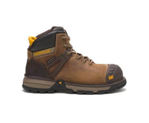 Men's Caterpillar CAT Excavator Superlite Waterproof Nano Toe Work Boots Dark Biege | CAT-690AM