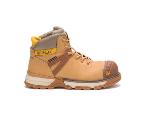 Men's Caterpillar CAT Excavator Superlite Waterproof Nano Toe Work Boots Brown | CAT-819QF