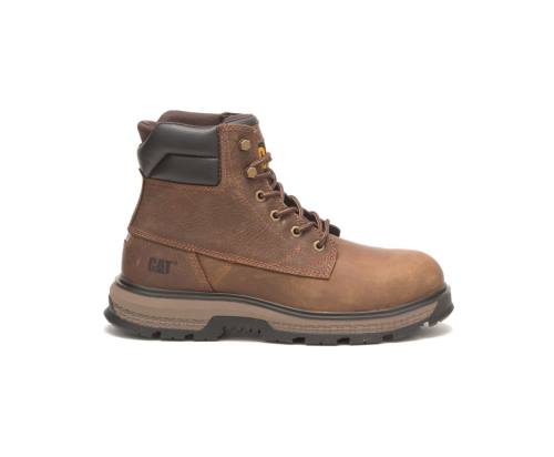 Men's Caterpillar CAT Exposition 6" Alloy Toe Work Boots Brown | CAT-793KO