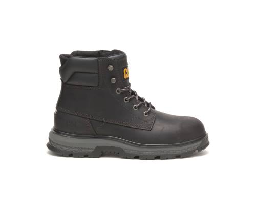 Men's Caterpillar CAT Exposition 6" Alloy Toe Work Boots Black | CAT-794KO