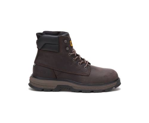 Men's Caterpillar CAT Exposition 6" Alloy Toe Static Dissipative Work Boots Coffee | CAT-795KO