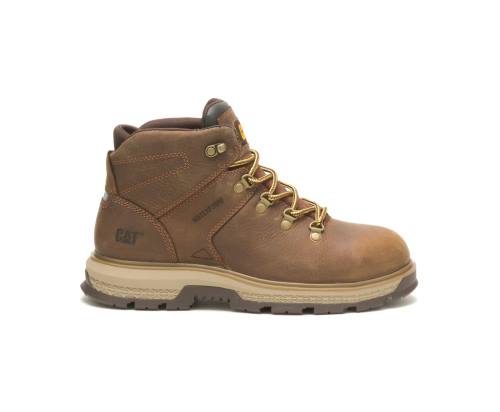 Men's Caterpillar CAT Exposition Hiker Waterproof Alloy Toe Work Boots Brown | CAT-788KO