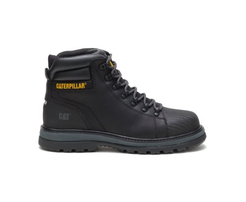 Men's Caterpillar CAT Foxfield Steel Toe Work Boots Black | CAT-869XA