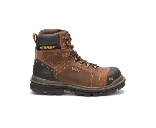 Men's Caterpillar CAT Hauler 6" Waterproof Composite Toe Work Boots Dark Beige | CAT-074KR