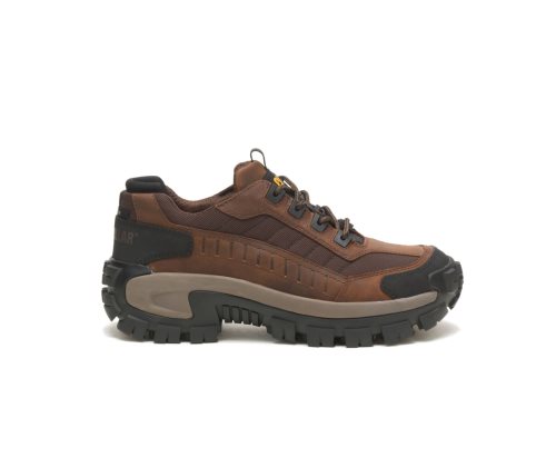 Men's Caterpillar CAT Invader Steel Toe Work Shoes Dark Brown | CAT-637UT