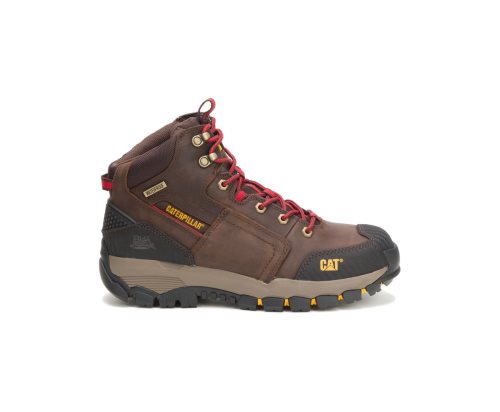 Men's Caterpillar CAT Navigator Waterproof Work Boots Brown / Red | CAT-367GY