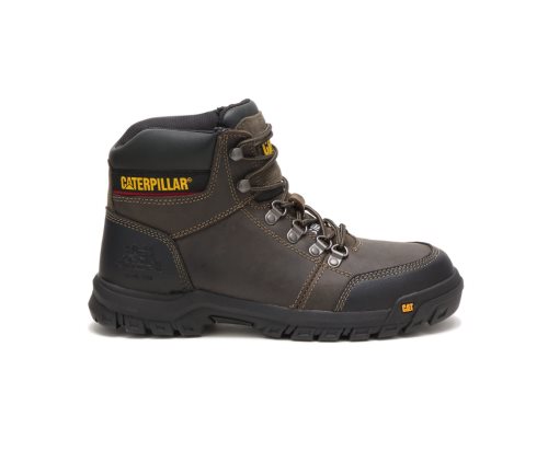 Men's Caterpillar CAT Outline Steel Toe Work Boots Dark Grey | CAT-476CD