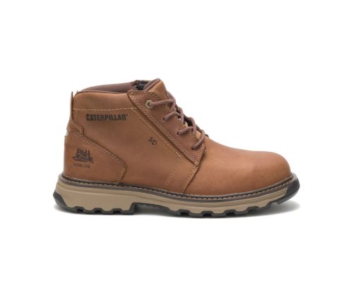 Men's Caterpillar CAT Parker Steel Toe Work Boots Dark Beige | CAT-753XP