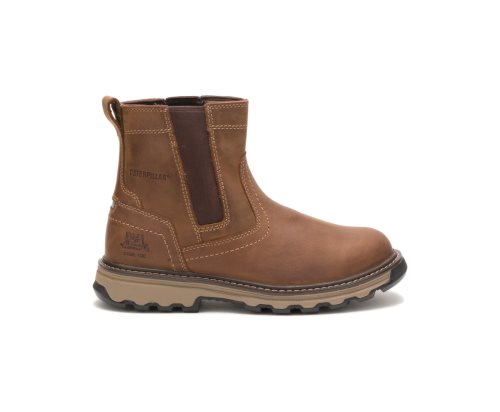 Men's Caterpillar CAT Pelton Steel Toe Work Boots Brown | CAT-730NS