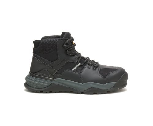 Men's Caterpillar CAT Provoke Mid Waterproof Alloy Toe Work Boots Black / Grey | CAT-098VZ