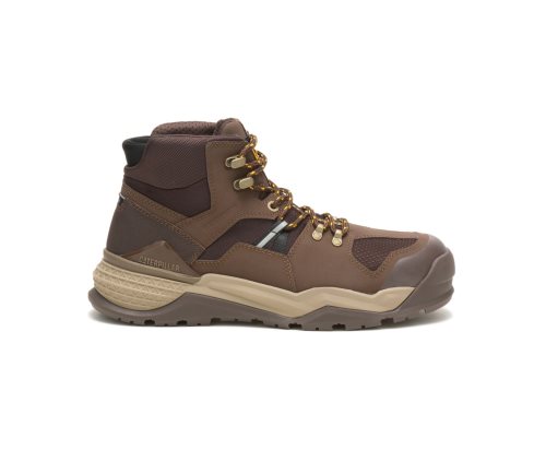 Men's Caterpillar CAT Provoke Mid Waterproof Alloy Toe Work Boots Chocolate | CAT-507TV