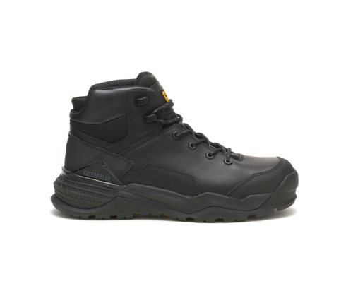 Men's Caterpillar CAT Provoke Mid Waterproof Alloy Toe Work Boots Black | CAT-857DK