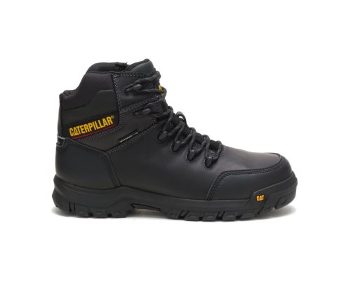 Men's Caterpillar CAT Resorption Waterproof Composite Toe Work Boots Black | CAT-679HC