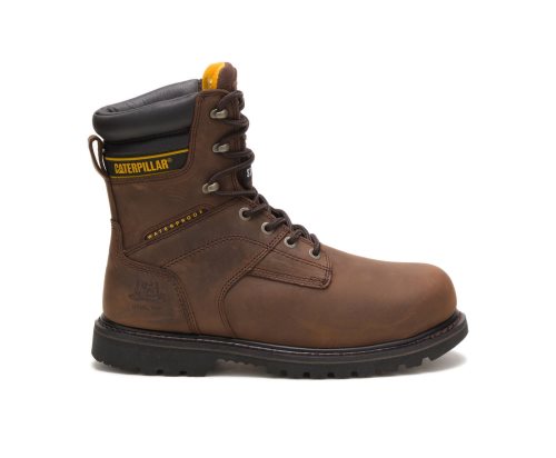 Men's Caterpillar CAT Salvo 8" Waterproof Steel Toe Thinsulate™ Work Boots Dark Brown | CAT-697NK