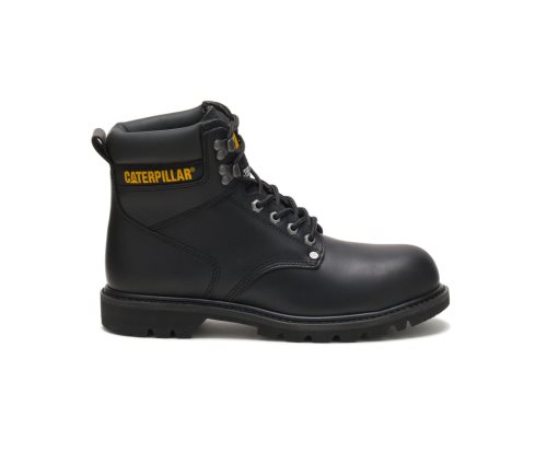 Men's Caterpillar CAT Second Shift Steel Toe Work Boots Black | CAT-081GM