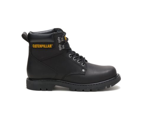 Men's Caterpillar CAT Second Shift Work Boots Black | CAT-532BI