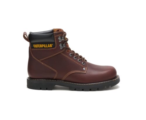 Men's Caterpillar CAT Second Shift Work Boots Brown | CAT-869EF