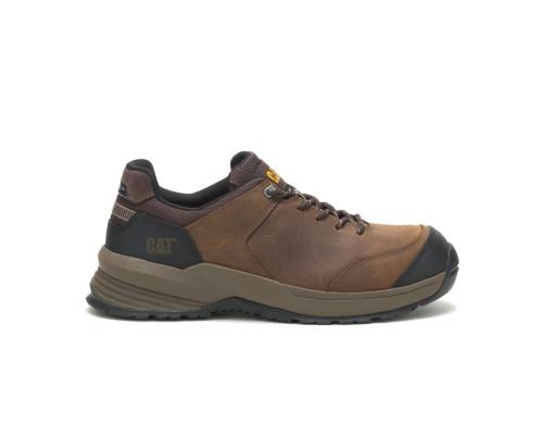 Men's Caterpillar CAT Streamline 2.0 Leather Composite Toe Work Shoes Brown | CAT-813KO