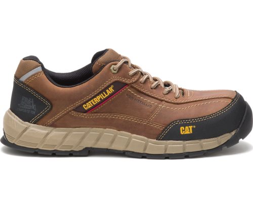 Men's Caterpillar CAT Streamline Leather Composite Toe Sneakers Brown | CAT-105KV