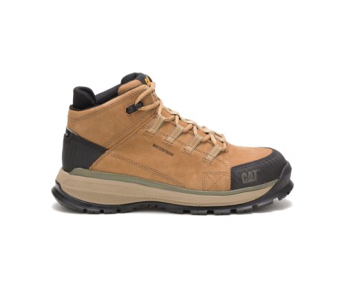 Men's Caterpillar CAT Utilize Waterproof Alloy Toe Work Boots Brown | CAT-394KC