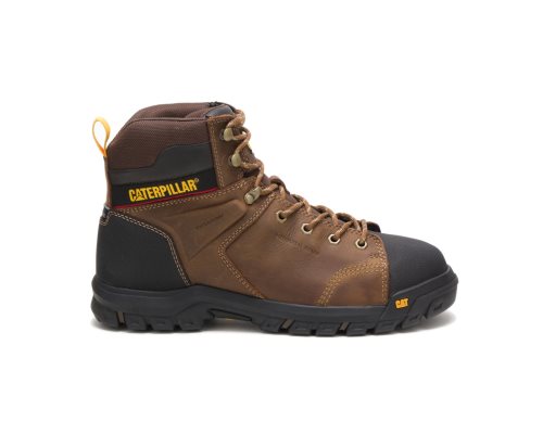 Men's Caterpillar CAT Wellspring Waterproof Metatarsal Guard Steel Toe Work Boots Brown | CAT-516KO