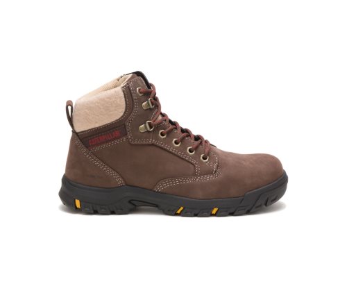 Women's Caterpillar CAT Tess Steel Toe Work Boots Chocolate | CAT-319LQ