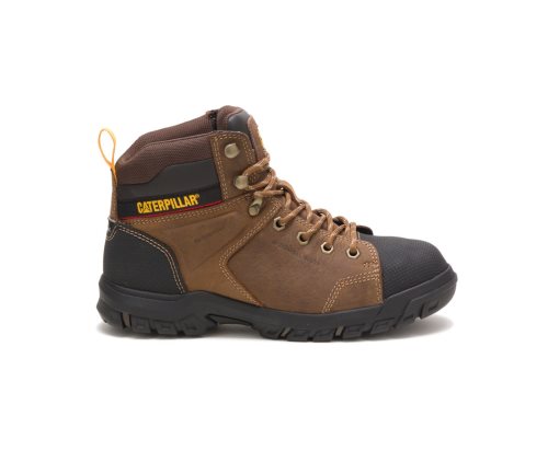 Women's Caterpillar CAT Wellspring Waterproof Metatarsal Guard Steel Toe Work Boots Brown | CAT-246SQ