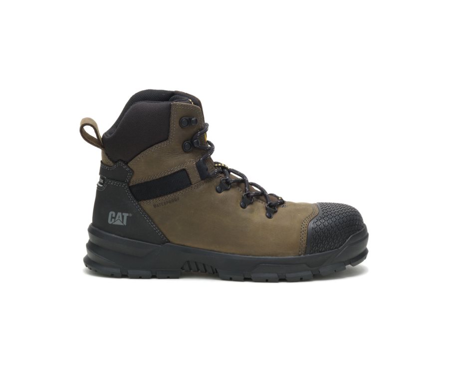 Men\'s Caterpillar CAT Accomplice X Waterproof Steel Toe Work Boots Olive / Black | CAT-549JO