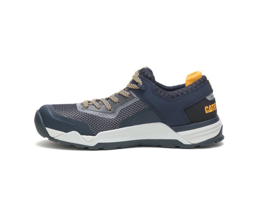 Men's Caterpillar CAT Bolt Alloy Toe Sneakers Navy / Yellow | CAT-093RS