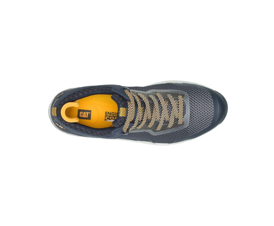 Men's Caterpillar CAT Bolt Alloy Toe Sneakers Navy / Yellow | CAT-093RS