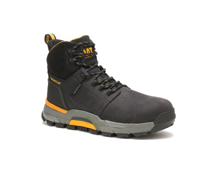 Men's Caterpillar CAT CAT EDGE Waterproof Nano Toe Work Boots Black | CAT-852IB