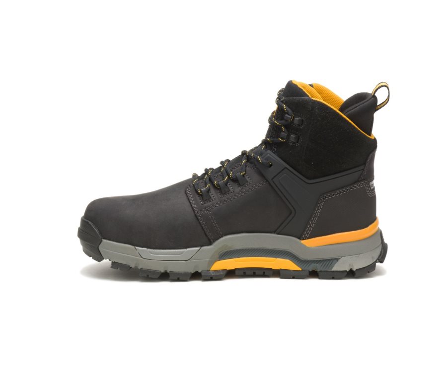 Men's Caterpillar CAT CAT EDGE Waterproof Nano Toe Work Boots Black | CAT-852IB