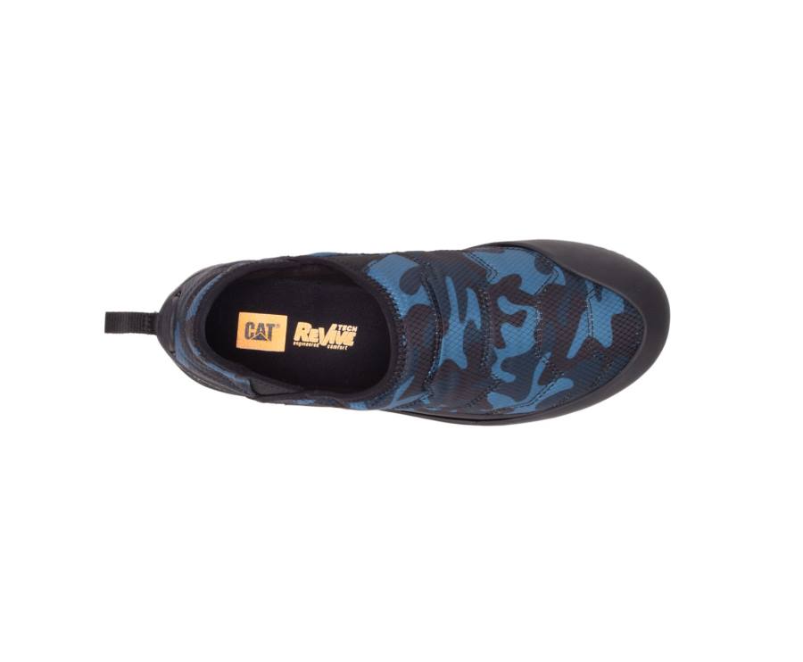 Men's Caterpillar CAT Crossover Slip On Casual Shoes Blue Camo | CAT-838KO