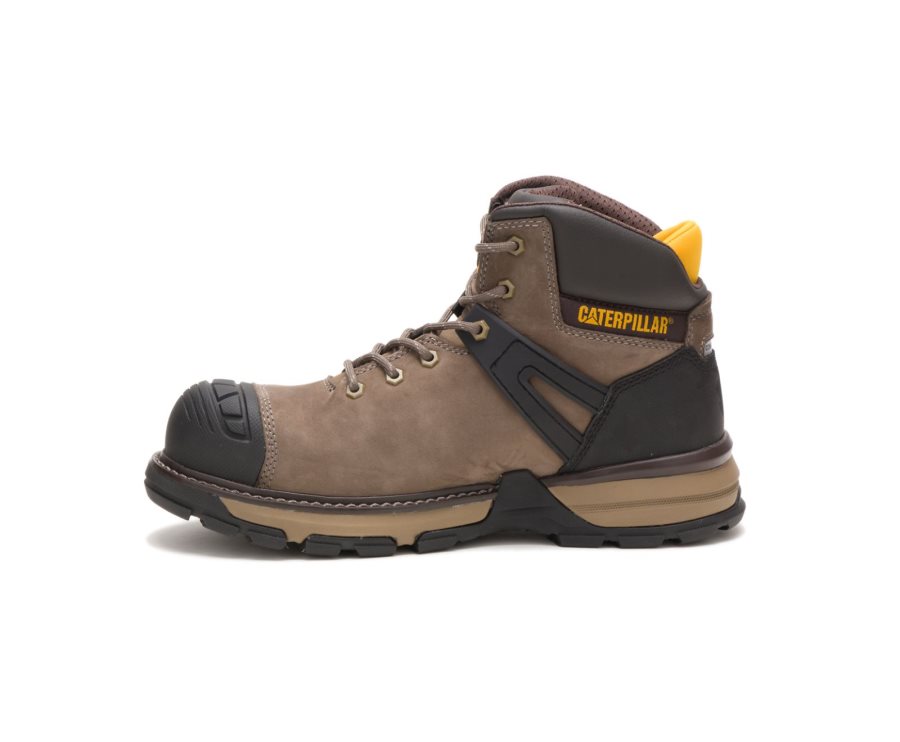 Men's Caterpillar CAT Excavator Superlite Waterproof Nano Toe Work Boots Brown / Black | CAT-089VD