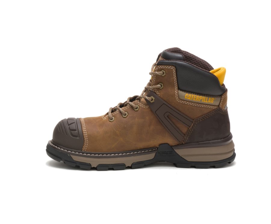 Men's Caterpillar CAT Excavator Superlite Waterproof Nano Toe Work Boots Dark Biege | CAT-690AM