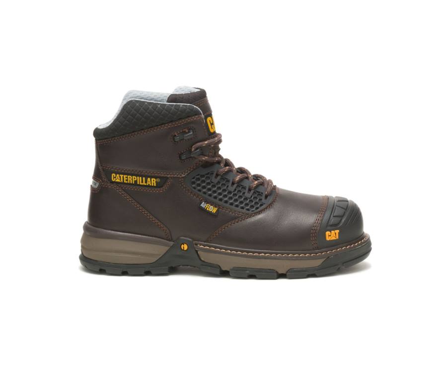 Men\'s Caterpillar CAT Excavator Superlite Cool Carbon Composite Toe Work Boots Dark Brown | CAT-784KO