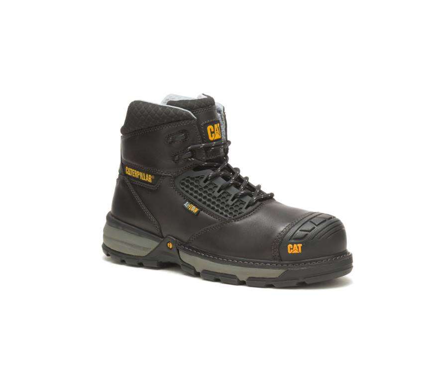 Men's Caterpillar CAT Excavator Superlite Cool Carbon Composite Toe Work Boots Black | CAT-785KO