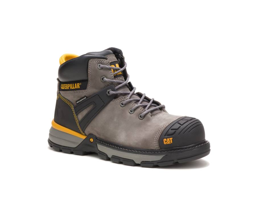 Men's Caterpillar CAT Excavator Superlite Waterproof Carbon Composite Toe Work Boots Blue / Grey | CAT-801KO