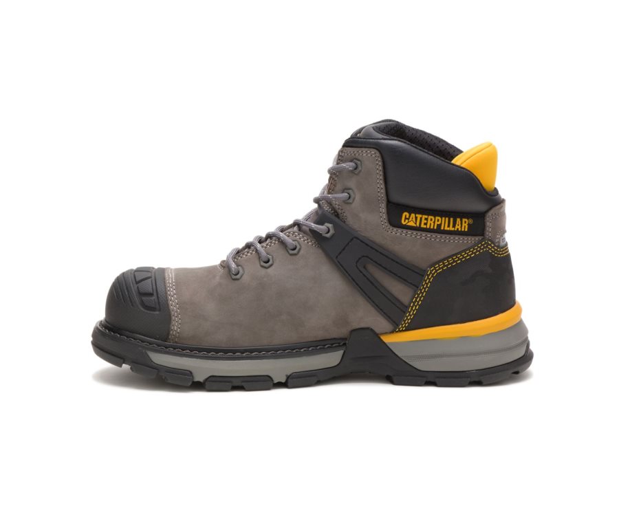 Men's Caterpillar CAT Excavator Superlite Waterproof Nano Toe Work Boots Grey / Black | CAT-960BK