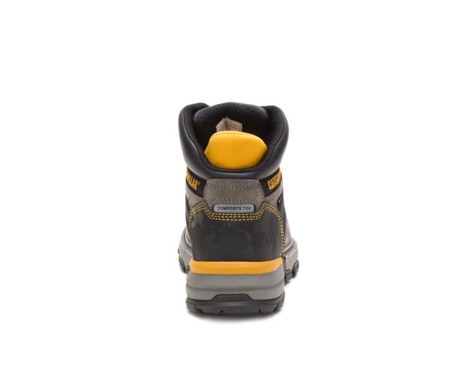 Men's Caterpillar CAT Excavator Superlite Waterproof Nano Toe Work Boots Grey / Black | CAT-960BK