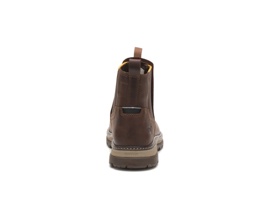 Men's Caterpillar CAT Fairbanks Chelsea Work Boots Coffee | CAT-645HZ