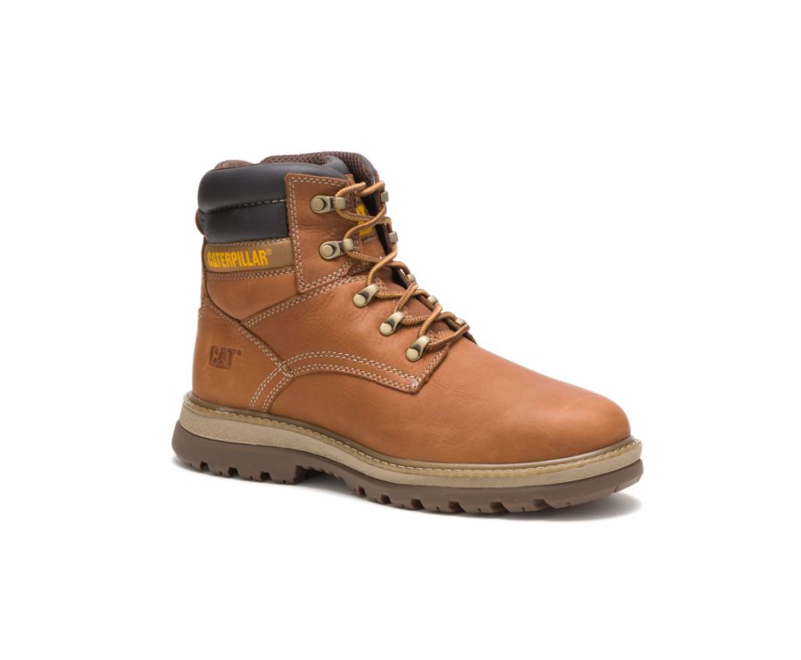 Men's Caterpillar CAT Fairbanks Work Boots Brown / Black | CAT-390RO