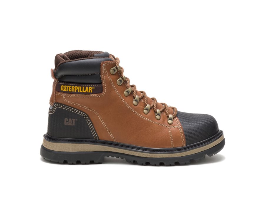 Men\'s Caterpillar CAT Foxfield Steel Toe Work Boots Brown / Black | CAT-176NU