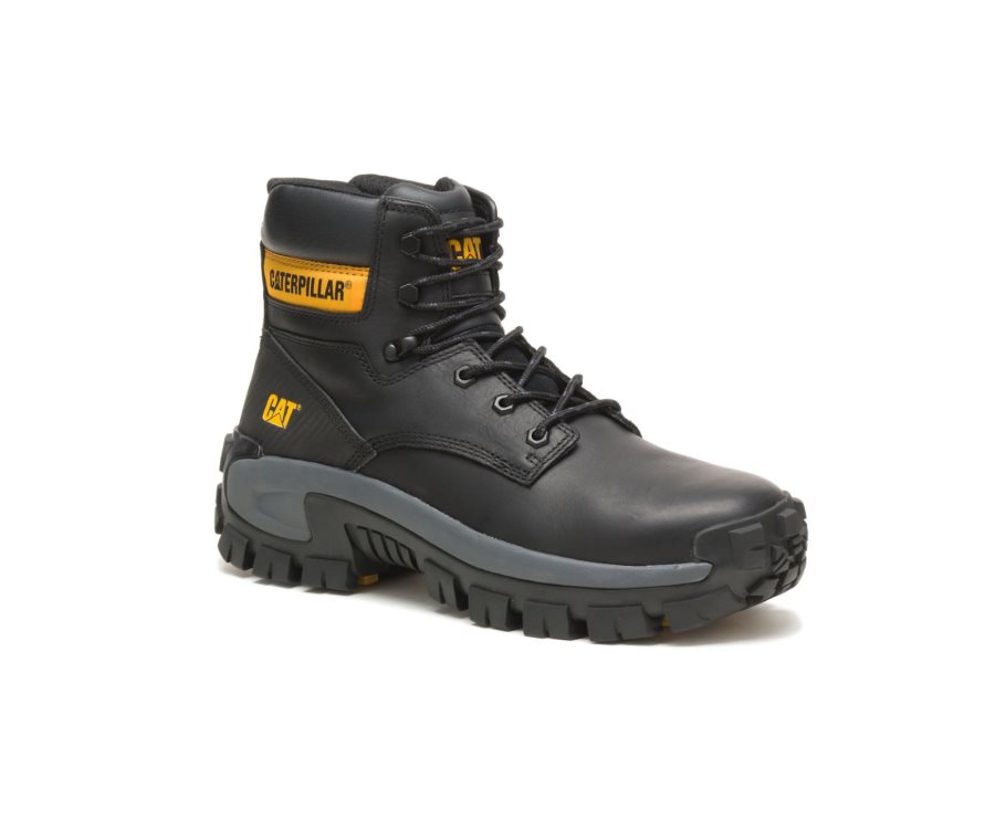 Men's Caterpillar CAT Invader Hi Steel Toe Work Boots Black | CAT-856QU