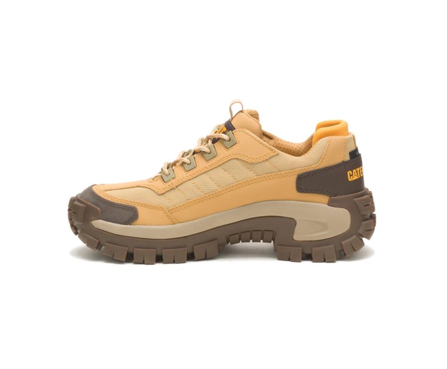 Men's Caterpillar CAT Invader Steel Toe Work Shoes Brown / Yellow | CAT-807KO