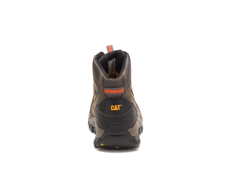 Men's Caterpillar CAT Navigator Mid Waterproof Steel Toe Work Boots Dark Grey | CAT-036ZR