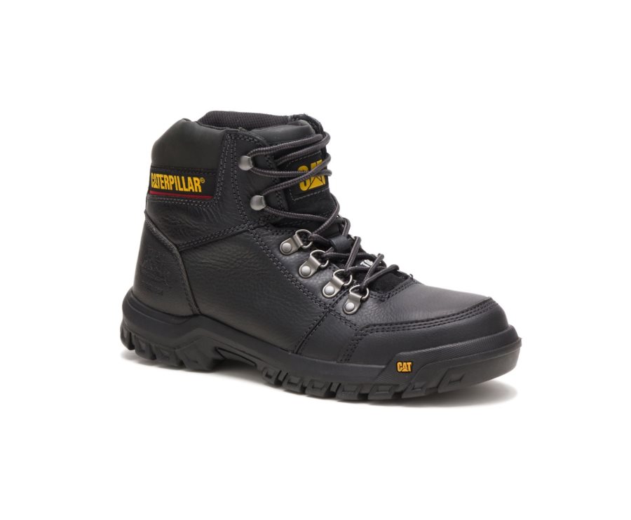 Men's Caterpillar CAT Outline Steel Toe Work Boots Black | CAT-259RM