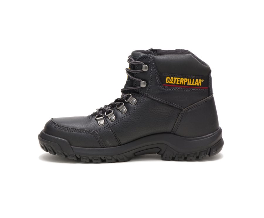 Men's Caterpillar CAT Outline Steel Toe Work Boots Black | CAT-259RM