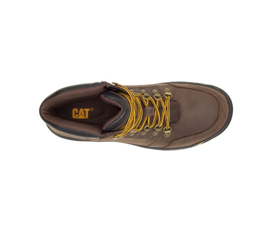 Men's Caterpillar CAT Outline Work Boots Brown | CAT-481QZ